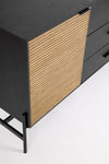 Mobile credenza Allycia in mdf-legno di frassino, gambe in acciaio, per interno