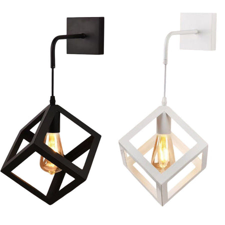 Applique Da Parete Pendente A Forma Di Cubo 3d Stile Minimal Portalampada Attacco E27 Aq52