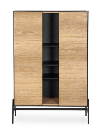 Mobile credenza "Allycia" in mdf-legno di frassino, gambe in acciaio, per interno