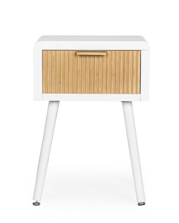 Comodino "Charley" per camera, Struttura In Mdf, Piano E Schienale In Mdf