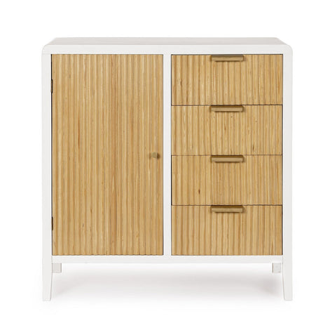 Mobile credenza "Allycia" in mdf-legno di frassino, gambe in acciaio, per interno