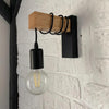 Applique A Parete Stile Industriale Lampada Muro Retrò Vintage In Metallo Legno E27 Aq64