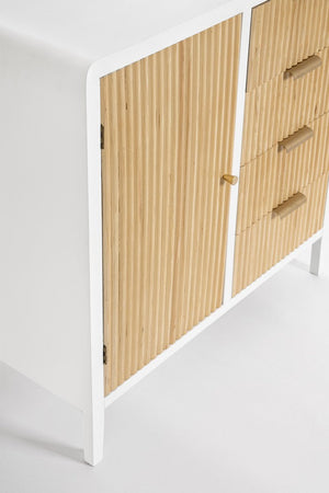 Mobile credenza "Allycia" in mdf-legno di frassino, gambe in acciaio, per interno