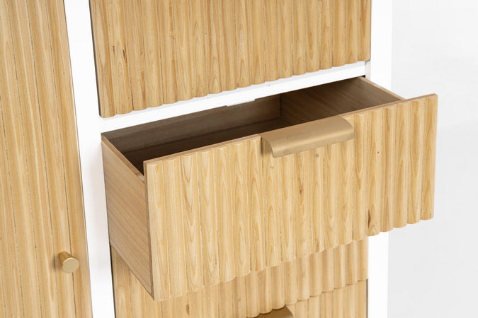 Mobile credenza "Allycia" in mdf-legno di frassino, gambe in acciaio, per interno