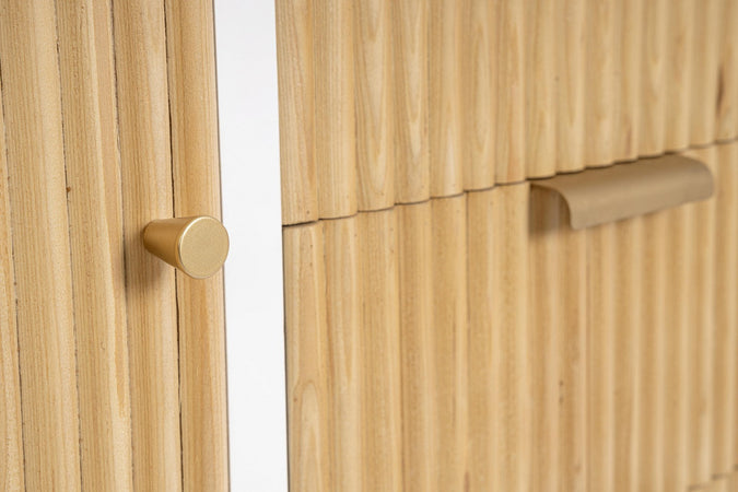 Mobile credenza "Allycia" in mdf-legno di frassino, gambe in acciaio, per interno