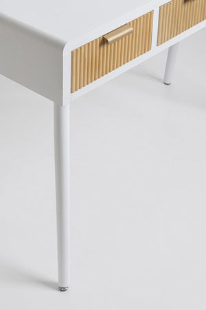 Consolle "Charley" con struttura in mdf, colore bianco-naturale, 110 x 40 x 78h cm