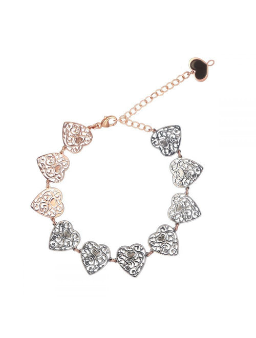 MAMAN ET SOPHIE - BRACCIALE CUORI VITTORIANI BRUNITI E ORO ROSA