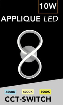 Applique A Led Da Parete A Forma Di Infinito 10 W Tecnologia Cct Lampada Muro Aq33-b3c
