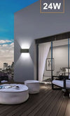 Applique Lampada Led 24w Da Esterno A Parete Doppio Fascio Luminoso Regolabile Ip65 Es30