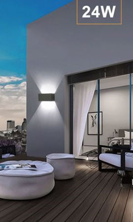 Applique Lampada Led 24w Da Esterno A Parete Doppio Fascio Luminoso Regolabile Ip65 Es30
