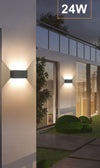 Applique Lampada Led 24w Da Esterno A Parete Doppio Fascio Luminoso Regolabile Ip65 Es30