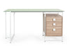 Scrivania Thomas con cassettiera, color bianco-naturale, 142 x 69 x 76h cm