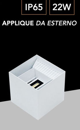 Lampada Applique Led Muro 22w Doppia Emissione Cct 3in1 Luce Selezionabile Esterno Es66-3c
