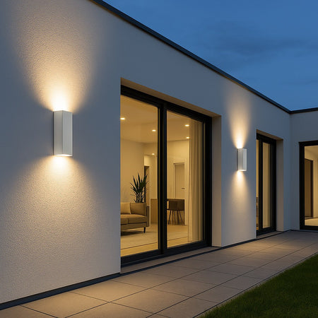 Applique Da Esterno Rettangolare A Doppia Emissione Di Luce 8w Tecnologia Cct Ip65 2750-3c