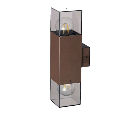 Applique Da Esterno A Parete Doppia Emissione Di Luce 2 Attacchi E27 Ip44 Ruggine Esm-01c