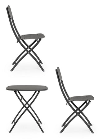 Set tavolo con 2 sedie "Bistrot" in acciaio verniciato per esterno