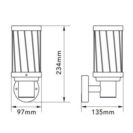 Applique Lanterna Moderna Per Esterno In Alluminio Rosso Ruggine Attacco E27 Ip54 Esm-02c