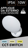 Applique Da Esterno 10w Con Sensore Movimento Cct Switch Ip54 3 Colori Luce Ss-esa-02b3c