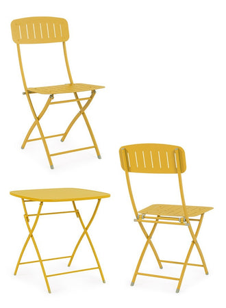 Set tavolo con 2 sedie "Bistrot" in acciaio verniciato per esterno