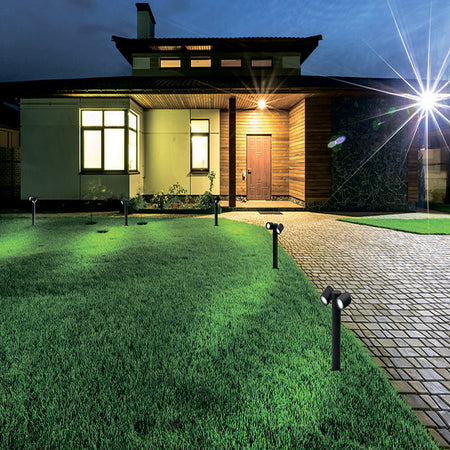 Lampione Giardino Moderno Con Diffusori Orientabili Lampada Attaco Gu10 Ip44 539pb-b440