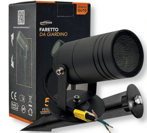 Portafaretto Giardino Con Portalampada Lampadine Gu10 Picchetto Alluminio Ip65 837wa-b80-g