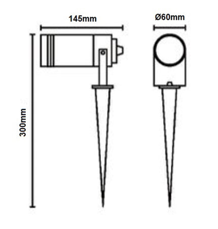 Portafaretto Giardino Con Portalampada Lampadine Gu10 Picchetto Alluminio Ip65 837wa-b80-g