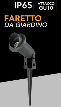 Faretto Esterno Da Giardino Doppia Istallazione Con Picchetto Staffa Gu10 Ip65 Et-01