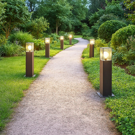 Lampione Giardino Per Vialetti Lampioncino Rosso Ruggine Da Esterno Ip44 Attacco E27 B440