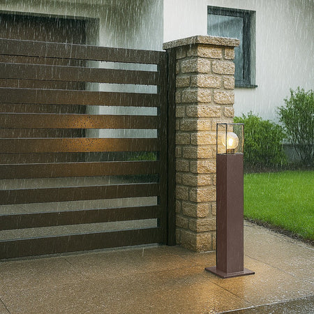 Lampione Giardino Per Vialetti Lampioncino Rosso Ruggine Da Esterno Ip44 Attacco E27 B440