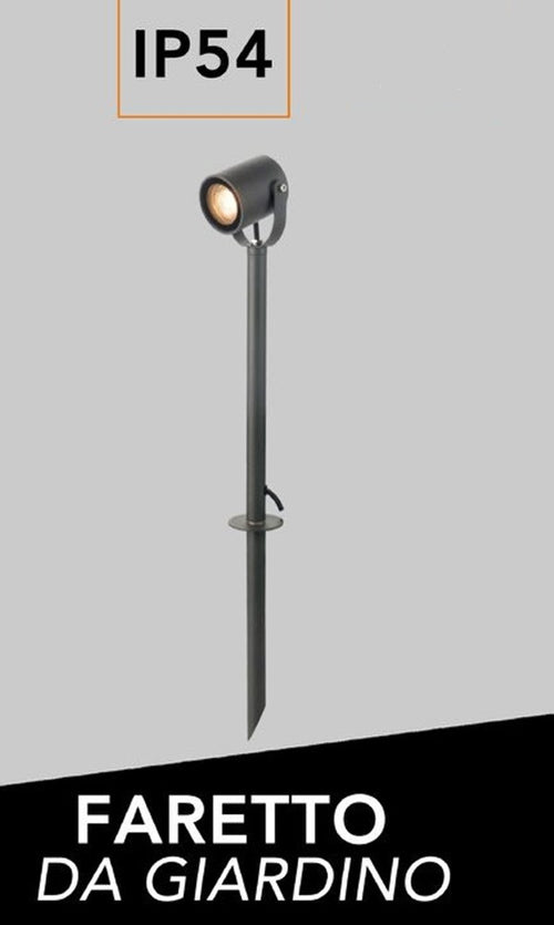 Faretto Grande Da Giardino A Picchetto Gu10 Ip54 In Alluminio Grigio Da Esterno Ps-01