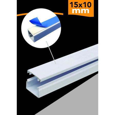 10 Pz Profili Canalina Passacavi Con Biadesivo In Pvc Colore Bianco 2 Mt 15x10mm