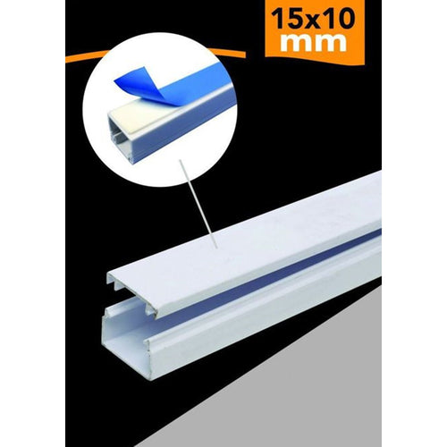 10 Pz Profili Canalina Passacavi Con Biadesivo In Pvc Colore Bianco 2 Mt 15x10mm