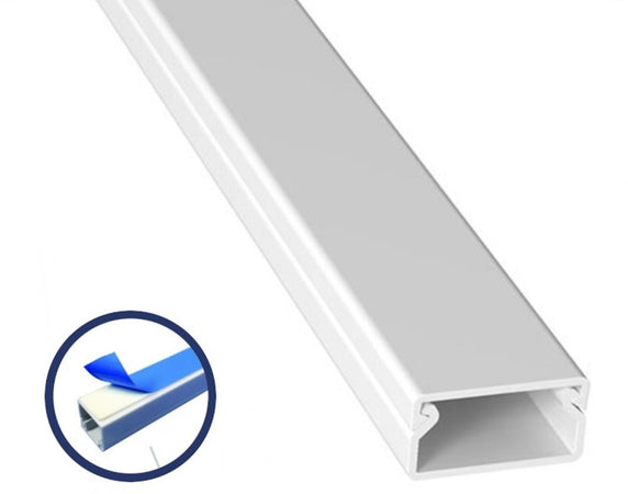 10 Pz Profili Canalina Passacavi Con Biadesivo In Pvc Colore Bianco 2 Mt 15x10mm