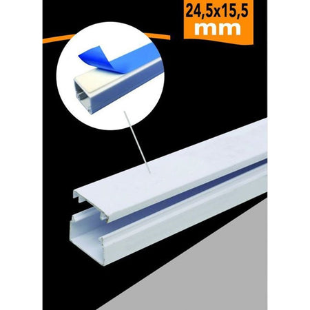 10 Pz Profili Canalina Passacavi Con Biadesivo In Pvc Colore Bianco 2mt 24.5x15.5mm