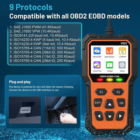 Obd2 Diagnosi Auto Italiano Lettore Cancellazione Codici Errore Spia Motore V521