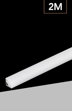 10pz Profilo Angolare In Alluminio Per Striscia Led Con Copertura Bianca Opaca 45° Al-24-s