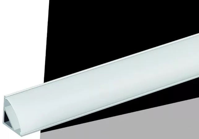 10pz Profilo Angolare In Alluminio Per Striscia Led Con Copertura Bianca Opaca 45° Al-24-s