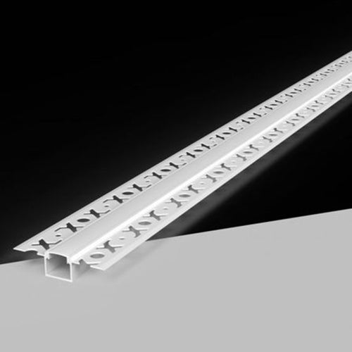 5pz Profilo In Alluminio Da Incasso Per Cartongesso Con Copertura Bianca Opaca 2mt Al-31-s