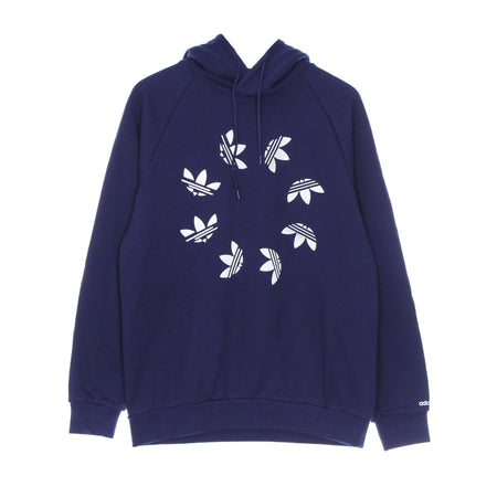 Adidas Felpa Leggera Cappuccio Uomo Adicolor Shattered Trefoil Hoodie Night Sky/white da uomo