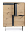 Credenza Stanwood con 3 ante e 3 cassetti, in mdf, finitura in rovere