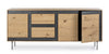 Credenza Stanwood con 3 ante e 3 cassetti, in mdf, finitura in rovere
