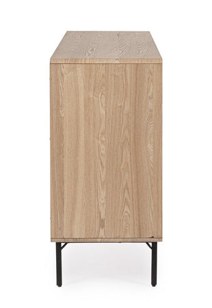 Mobile credenza "Widald" in mdf-legno di frassino, gambe in acciaio, per interno
