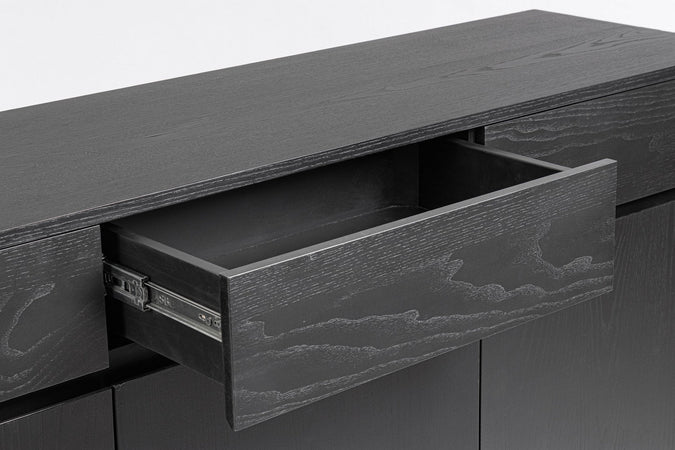 Mobile credenza "Widald" in mdf-legno di frassino, gambe in acciaio, per interno