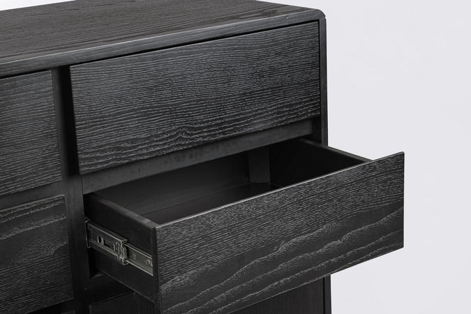 Mobile credenza "Widald" in mdf-legno di frassino, gambe in acciaio, per interno