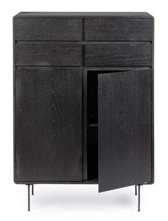 Mobile credenza "Widald" in mdf-legno di frassino, gambe in acciaio, per interno