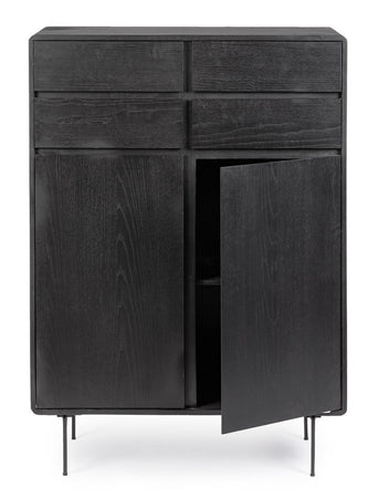 Mobile credenza "Widald" in mdf-legno di frassino, gambe in acciaio, per interno