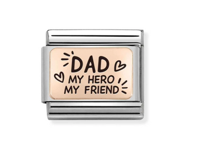 NOMINATION - LINK COMPOSABLE CLASSIC DAD MY HERO IN ORO ROSA