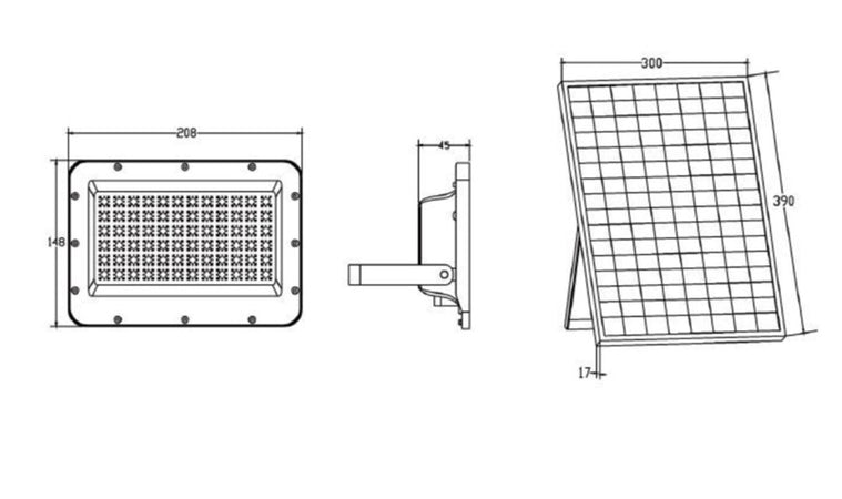 Faro Led Da Esterno Con Pannello Solare 180w Ip66 Telecomando Luce Regolabile Sf319-180-3c