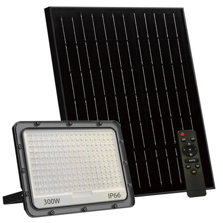 Faro Led Da Esterno Con Pannello Solare 300w Ip66 Telecomando Luce Regolabile Sf319-300-3c