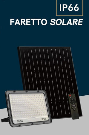 Faro Led Da Esterno Con Pannello Solare 300w Ip66 Telecomando Luce Regolabile Sf319-300-3c